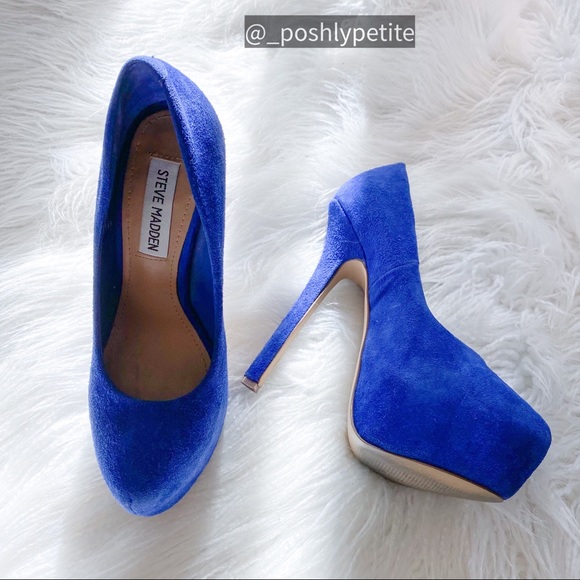Steve Madden Shoes - Steve Madden blue suede pump chunky platform heels